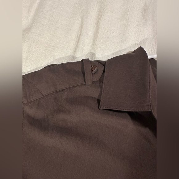 Vince Brown Military Style Collar Sateen Button Down Shirt Medium - Picture 5 of 8